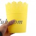 Plastic Hollow Out Design Table Decor Plant Container Flower Pot Tray Yellow   